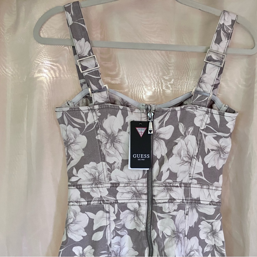 NWT Guess Chloe Printed Corset Dress in Taupe Floral Sz XS. - Picture 7 of 14